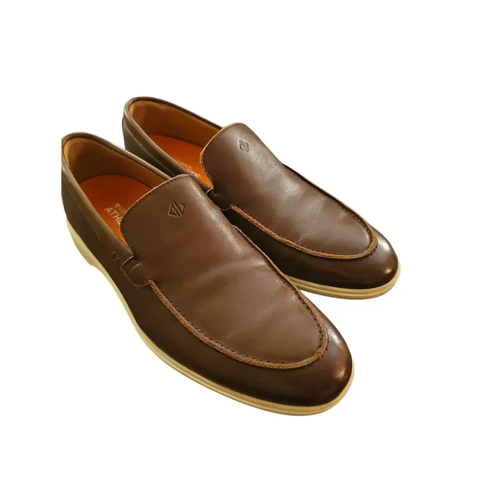 Amberjack The Loafer Chestnut brown and cream mens leather shoes sz 10M $185